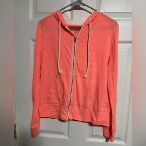 Aeropostale Coral Lightweight Zip Up Hoodie